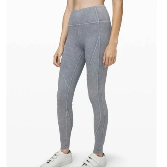 Lululemon × Barre 3 Wunder Under Gray High Waisted Moto Legging Size 4